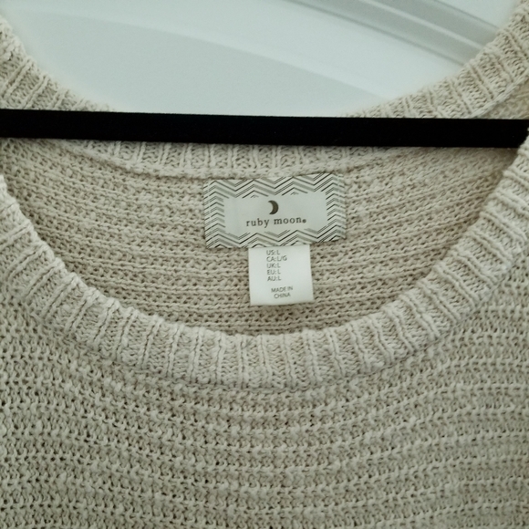 Anthropologie Ruby Moon Cold Shoulder Beige Sweater - Picture 6 of 7